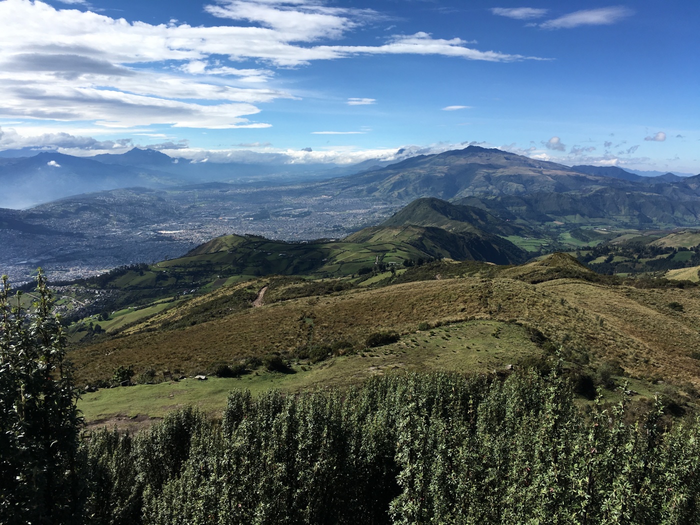 A landscape of a mountainous watershed in Ecuador.
