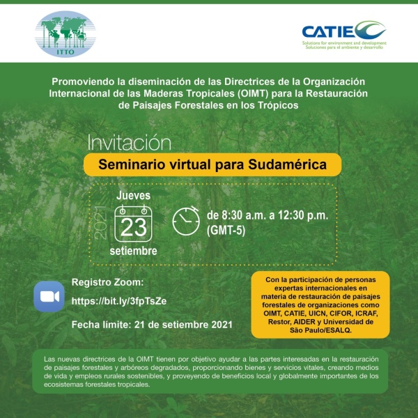 Seminario virtual para Sudamérica: Promoviendo la diseminación de las Directrices OIMT para la Restauración de Paisajes Forestales en los Trópicos